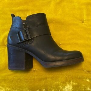 Kork-Ease Black Leather Buckle Ankle Boot